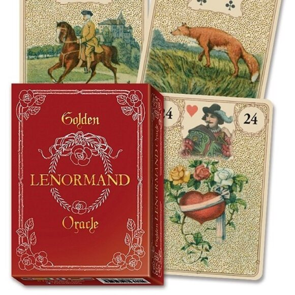 Golden Lenormand Oracle Set, Gold Foil, beginner tarot, deck and guidebook, bord - Picture 1 of 5